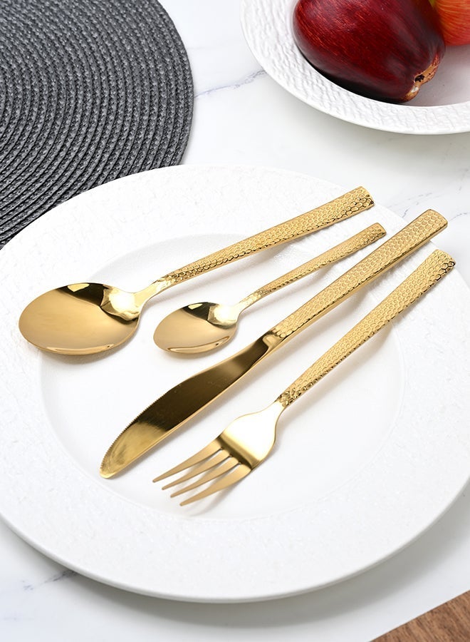 أولييرو طقم أدوات طعام متين وأنيق مكوّن من 24 قطعة لراحة استخدام ومائدة أنيقة – ذهبي - Image 2